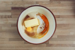 flour, sugar, butter