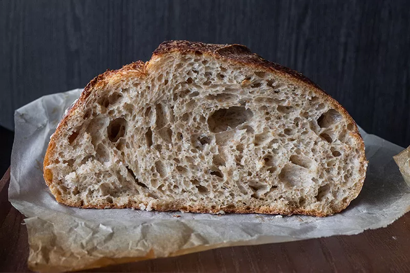 cruncy crust of long fermented bread